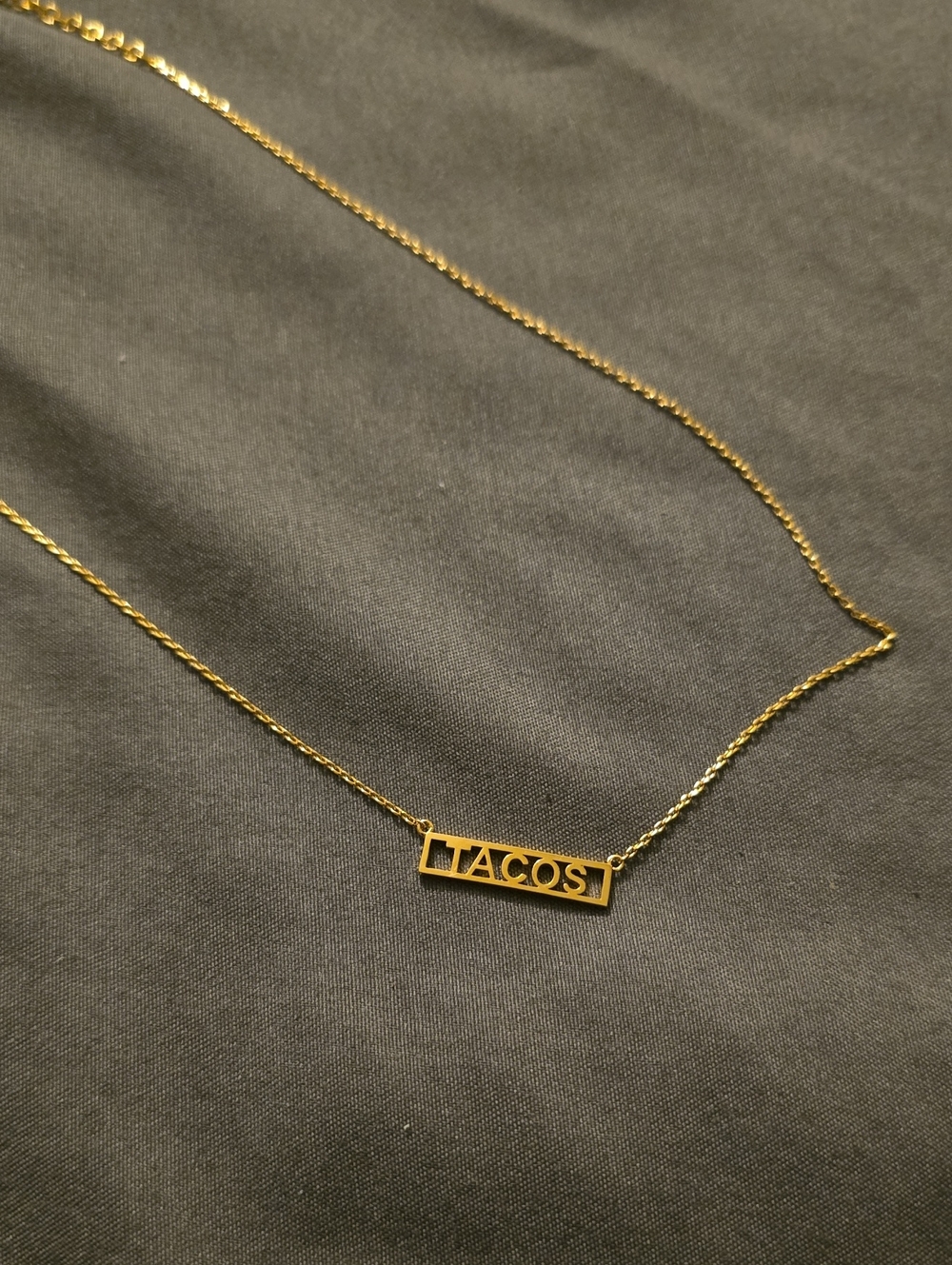 Gold 'TACOS' Bar Necklace - Women Jewelry